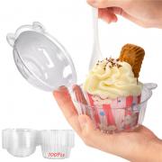 Individual Cupcake Containers, Plastic Clear Cupcake Containers Boxes Dome Holders for Wedding Holiday Party, Stackable - Deep Dome - Clear Plastic -BPA-Free (Pack of 100)